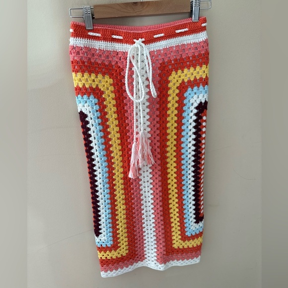 MINKPINK gardenia crochet knit skirt in orange multi size XS NwT - Picture 2 of 6